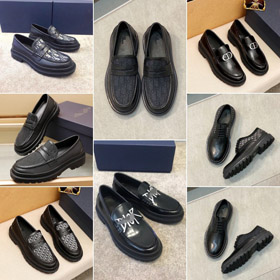 Dior new leather and canvas patchwork slip-on casual shoes-5748  