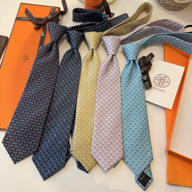 Hermès Classic All-Over Pattern Silk Tie-6545  